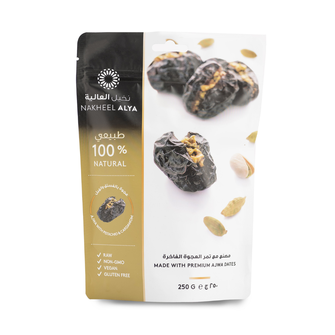 Ajwa met Pistache en Cardemom - Nakheel Alya - 250 Gram