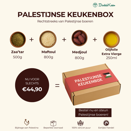 Palestijnse Keukenbox – Za’atar, Maftoul, Medjoul & Olijfolie